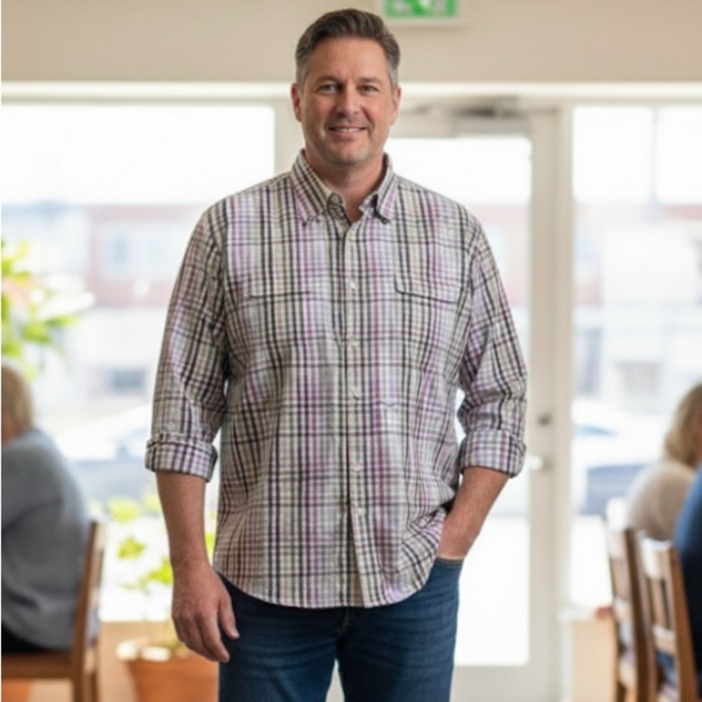 Allora Men's‎ Long Sleeve Casual Dress Shirt XL Multicolor Plaid Check Pattern ￼